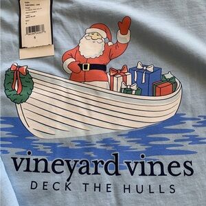 NWT Vineyard Vines Mens Size SMALL Christmas Santa Claus Boating L/S T-Shirt!!